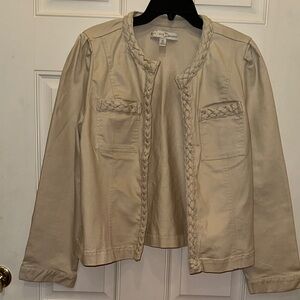 EST. 1946 Elegant Denim Cream Blazer with Braid
